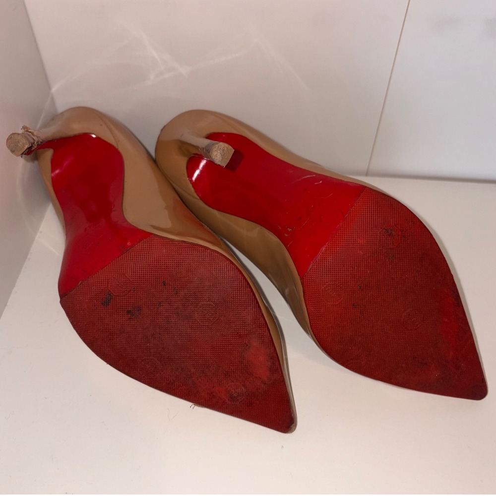 Christian Louboutin So Kate Nude Patent Leather Pointed Toe Pumps SZ 41 - Picture 3 of 7